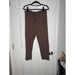 HOODIES Woman's Size M Brown Paperbag Waist Tie Cropped Pants